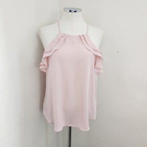 Socialite Blush Pink Strappy Ruffle Tank Top Women's Size Medium